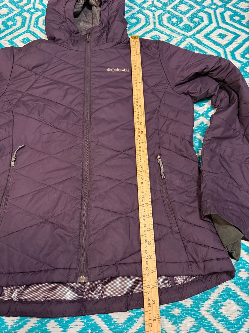 Columbia Women’s Omni-Heat Hooded Quilted Jacket Purple Lightweight - Picture 6 of 10